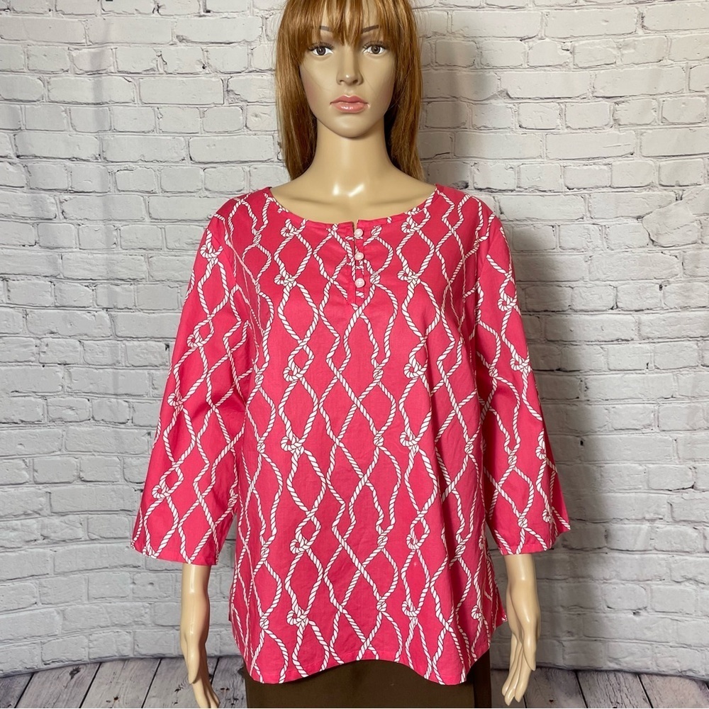 Talbots Cotton Red 3/4 Sleeve Blouse Size 1X